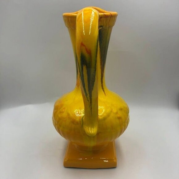 Vintage Yellow Ceramic Pottery Decorative Only Pitcher Drip Design Tabletop - Picture 6 of 12